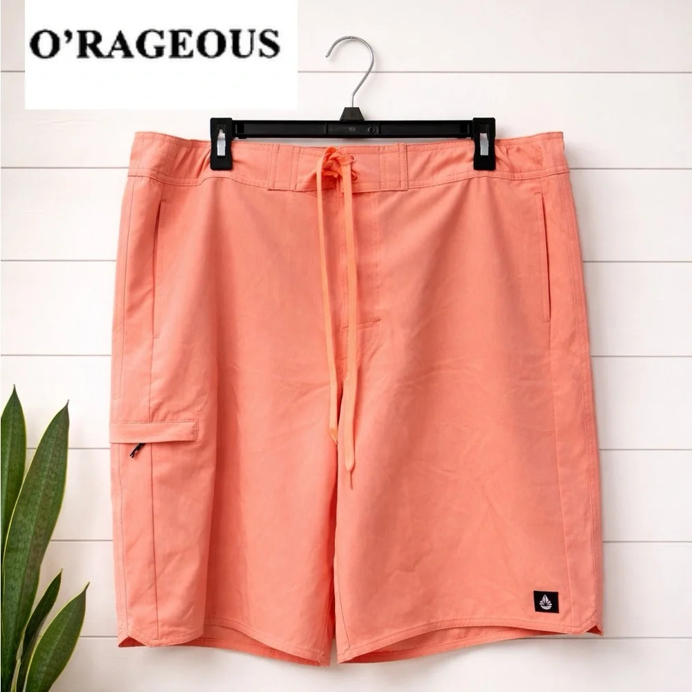 🩳♥️🔥 NWT O’Rageous Men’s Swim Trunks Size L Coral Orange Board Shorts Beach